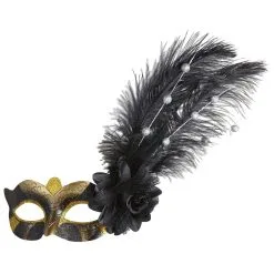 Oogmasker Goud / Zwart Met Roos En Decoratie