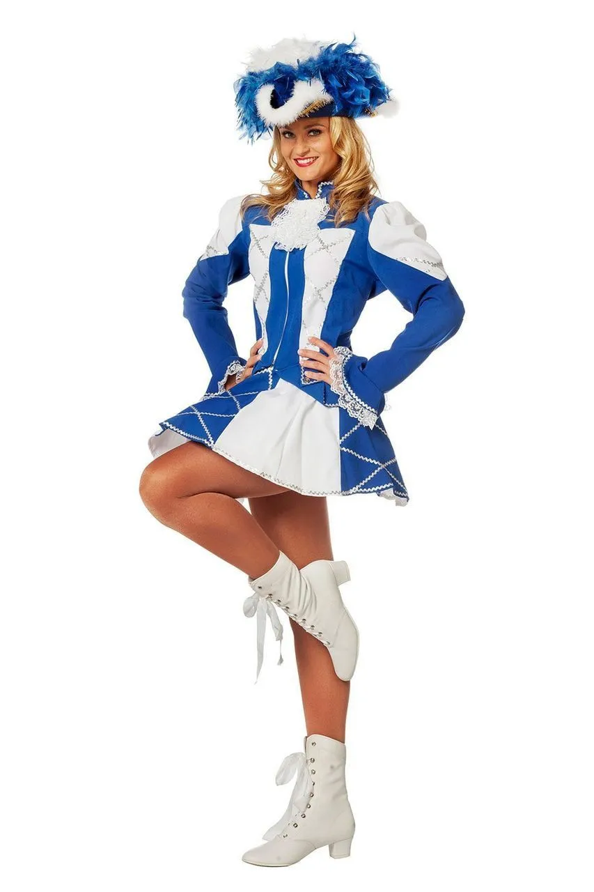 Showmeisje Dansmarietje, Blauw Vrouw Kostuum 1 Showmeisje Dansmarietje, Blauw Vrouw Kostuum
