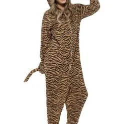 Bruine Onesie Tastbare Tijger Jumpsuit Kostuum