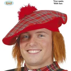 Schotse Tartan Baret Met Rood Haar