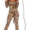 Bruin Bijtgraag Luipaard Jumpsuit Vrouw Kostuum