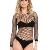 Zwarte Visnet Katten Bodysuit Vrouw