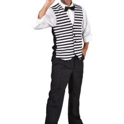 Zwart Wit Gestreepte Gilet Man