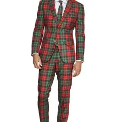 Trendy Tartan Kerst Kleuren Man Kostuum