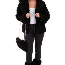 Zwarte Bontjas Lammy Siberische Toendra Vrouw