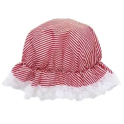 Boerinnen Slaapmuts Wit / Rood Gestreept