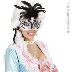 Oogmasker, Zwart / Zilver Glitter Met Diamant En Veren -Dans & Entertainment Verkoop wdm1014 6584n b