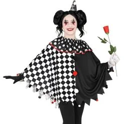 Harlekijn Zwart Wit Poncho Kind Kind